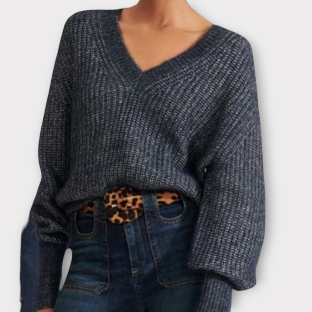 Veronica Beard Charcoal V-Neck Sweater